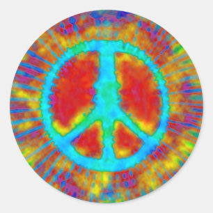 Abstracte Psychedelic Fine Stropdas-Dye Peace Sign Ronde Sticker