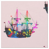 Abstracte Psychedelic  Pirate Ship Clipper Stof (Close Up)