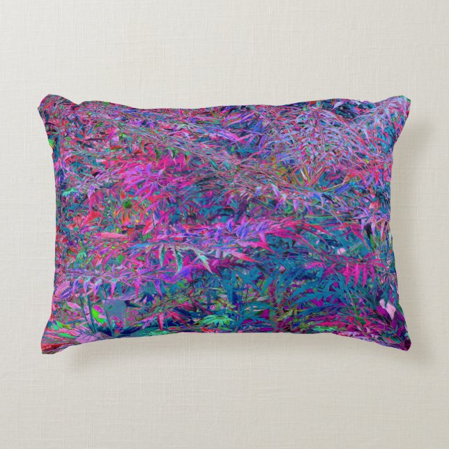 Abstracte Psychedelic Rainbow-kleuren Foliage Gard Accent Kussen (Voorkant)