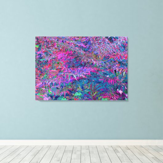 Abstracte Psychedelic Rainbow-kleuren Foliage Gard Canvas Afdruk (Insitu (Houten vloer))