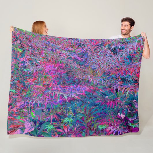 Abstracte Psychedelic Rainbow-kleuren Foliage Gard Fleece Deken (In situ)
