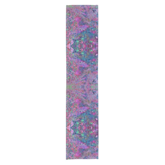 Abstracte Psychedelic Rainbow-kleuren Foliage Gard Korte Tafelloper (Voorkant)