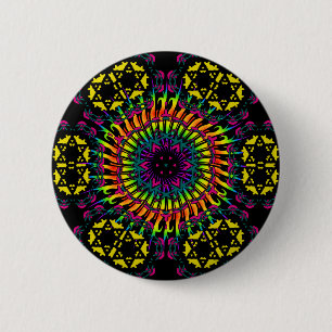 Abstracte / Psychedelic Spiral Vortex Ronde Button 5,7 Cm