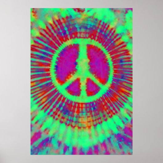 Abstracte Psychedelic Stropdas-Dye Peace Sign Fine Poster (Voorkant)