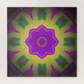 Abstracte Psychedelic Yellow Mauve & Green Mandala Legpuzzel (Verticaal)