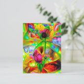 Abstracte psychedelische bloemen briefkaart (Staand voorkant)