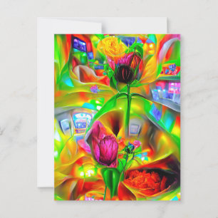 Abstracte psychedelische bloemen briefkaart