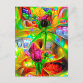 Abstracte psychedelische bloemen briefkaart (Voorkant)