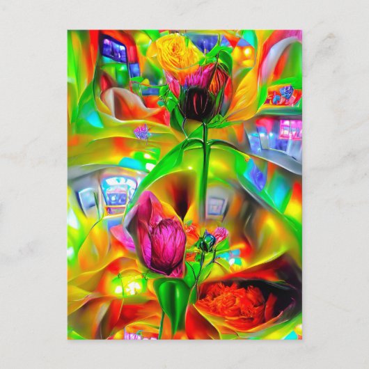 Abstracte psychedelische bloemen briefkaart (Voorkant)
