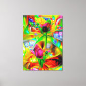 Abstracte psychedelische bloemen canvas afdruk (Voorkant)