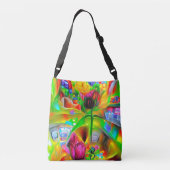 Abstracte psychedelische bloemen crossbody tas (Achterkant)