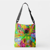 Abstracte psychedelische bloemen crossbody tas (Voorkant)