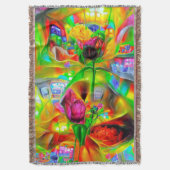 Abstracte psychedelische bloemen deken (Voorkant Verticaal)