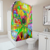 Abstracte psychedelische bloemen douchegordijn (In situ)