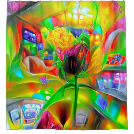 Abstracte psychedelische bloemen douchegordijn