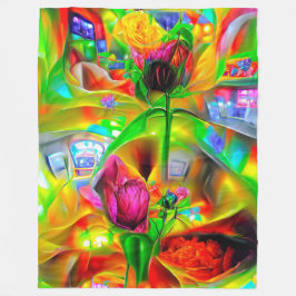 Abstracte psychedelische bloemen fleece deken
