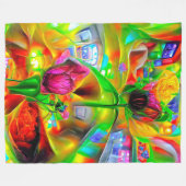 Abstracte psychedelische bloemen fleece deken (Voorkant (Horizontaal))