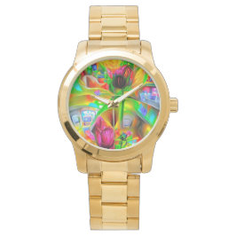 Abstracte psychedelische bloemen horloge
