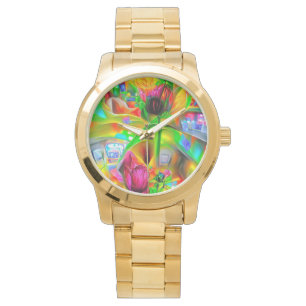 Abstracte psychedelische bloemen horloge