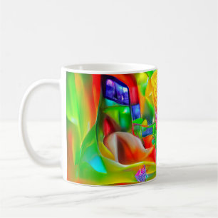 Abstracte psychedelische bloemen koffiemok