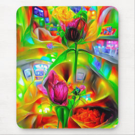 Abstracte psychedelische bloemen muismat