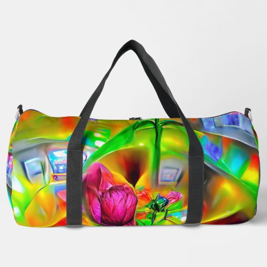 Abstracte psychedelische bloemen plunjezak (Voorkant)