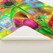 Abstracte psychedelische bloemen sherpa deken (3/4)