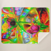 Abstracte psychedelische bloemen sherpa deken (Voorkant (horizontaal))
