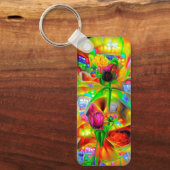 Abstracte psychedelische bloemen sleutelhanger (Voorkant)