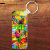 Abstracte psychedelische bloemen sleutelhanger (Achterkant)