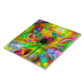 Abstracte psychedelische bloemen tegeltje (Zijkant)