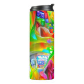 Abstracte psychedelische bloemen thermosbeker (Gedraaid links)