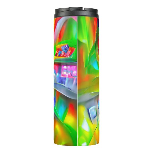 Abstracte psychedelische bloemen thermosbeker (Achterkant)