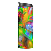 Abstracte psychedelische bloemen thermosbeker (Geroteerd rechts)