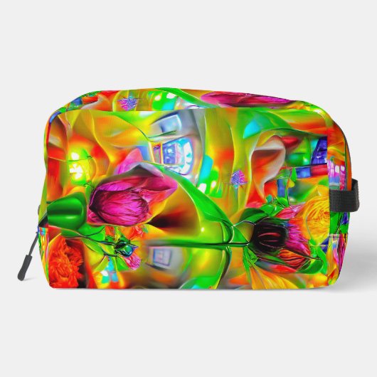 Abstracte psychedelische bloemen toilettasje (Achterkant)