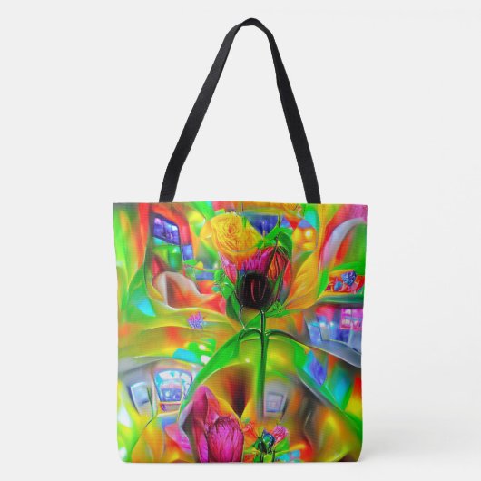 Abstracte psychedelische bloemen tote bag (Voorkant)