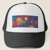 Abstracte psychedelische buitenruimte sci-fi trucker pet (Voorkant)