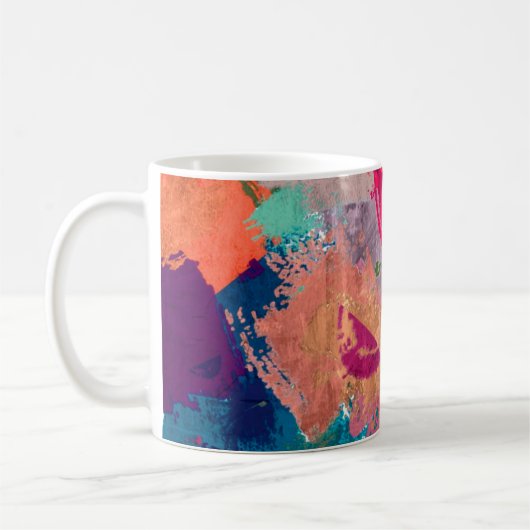 abstracte psychedelische fractale achtergrond van koffiemok (Links)