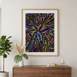 Abstracte psychedelische golvende lijnen levendig poster