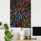 Abstracte psychedelische golvende lijnen levendig poster (Thuiskantoor)