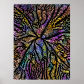 Abstracte psychedelische golvende lijnen levendig poster (Voorkant)