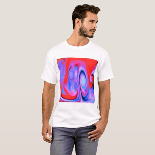 Abstracte psychedelische kleurrijke neonrook t-shirt (Voorkant volledig)