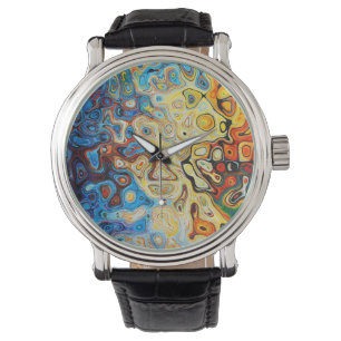 Abstracte Psychedelische Kunst met wolkleurige sur Horloge