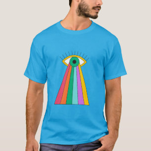 Abstracte Psychedelische ogen met regenboog T-shirt