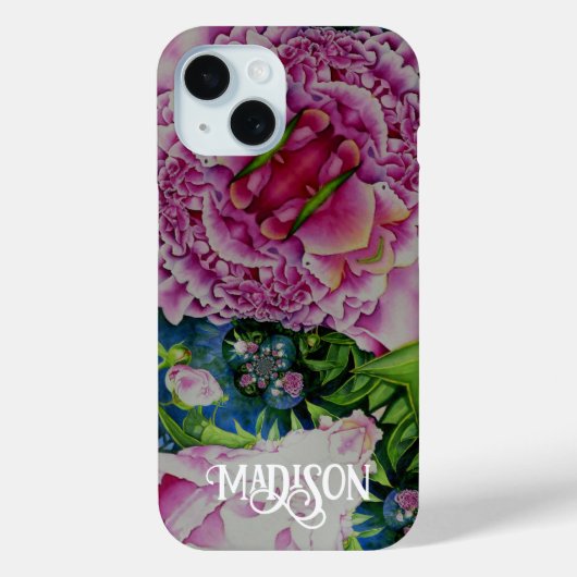Abstracte psychedelische roze bloemen Case-Mate iPhone case (Achterkant)