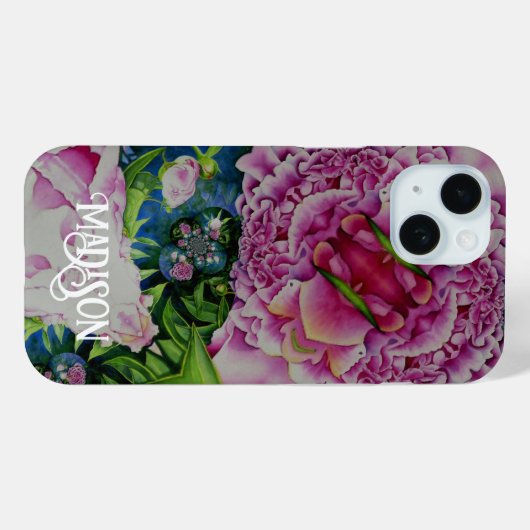 Abstracte psychedelische roze bloemen Case-Mate iPhone case (Achterkant (horizontaal))