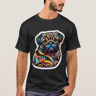 Abstracte Pug Delight: Een Spectrum van Patronen e T-shirt