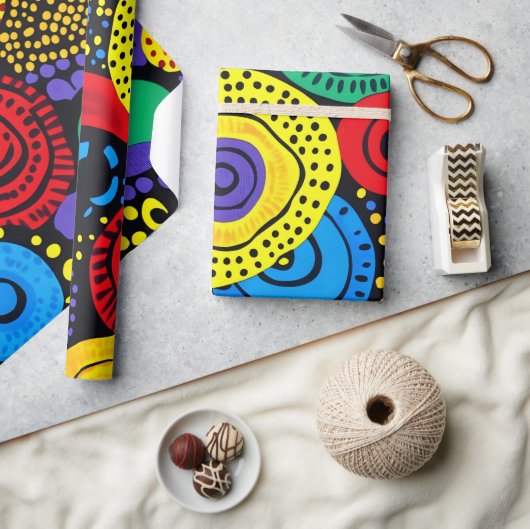 Abstracte puntkunst 4 cadeaupapier (Crafts)