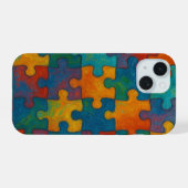 Abstracte puzzelstukjes naadloos patroon iPhone 15 case (Achterkant horizontaal)