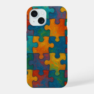 Abstracte puzzelstukjes naadloos patroon iPhone 15 case